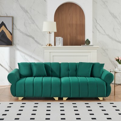 NicBex 89.37 Inch Modern Sofa Couch with 4 Throw Pillows and Spring-Wrapped Cushions for Living Room,Small Space,Office,Apartment