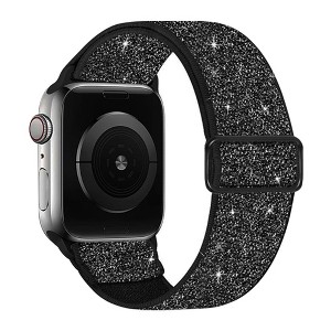 HTUTWOO Shiny Apple Watch Band, Nylon Stretchy Strap 38/40/41/42/44/45/49mm for iWatch Series 11 10 9 8 7 6 5 4 3 2 1 SE Ultra - 1 of 4
