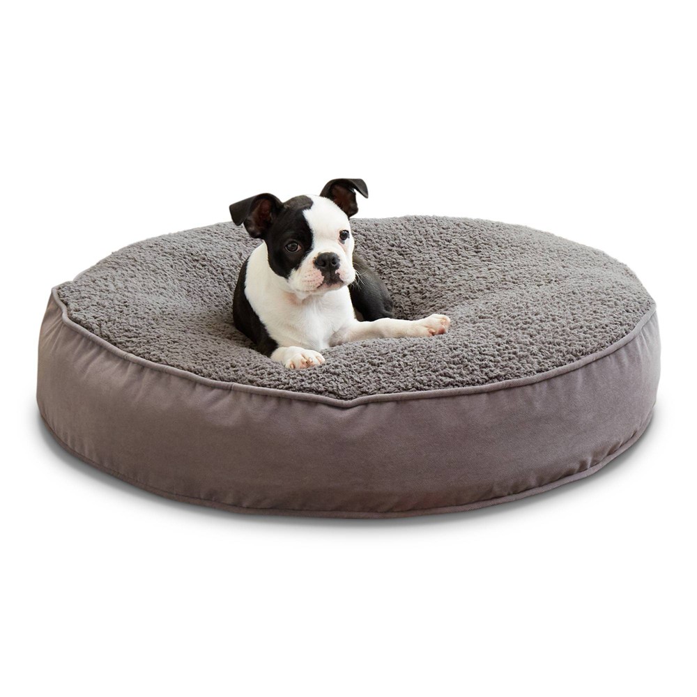 Kensington Garden Scout Deluxe Cozy High Pile Fleece Round Pillow Dog Bed - Gray - S