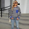 Coolmee Women's Striped T-Shirts Fall Casual Long Sleeve Round Neck Pullover Tops Loose Fit Contrast Color Side Slit Blouses with   XL Black - 4 of 4