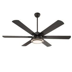 Warmiplanet 62" Ceiling Fan with Lights Remote Control, Black,DC Motor,6 Blades - 1 of 4