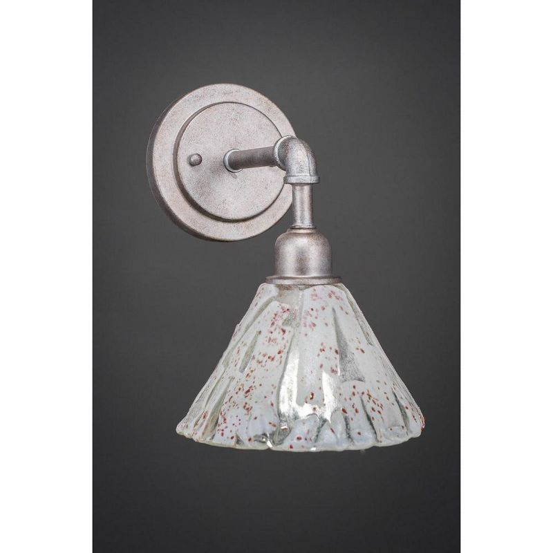 Toltec Lighting Vintage 1 - Light Sconce in  Aged Silver with 7" Italian Ice Shade, 1 of 2