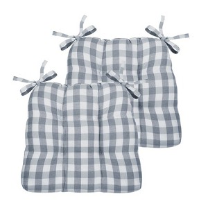 Kate Aurora Country Living Gingham Plaid Checkered Country Farmhouse Chair Cushion Pads - 1 of 3