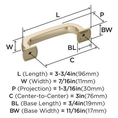 Golden Champagne 3" Polished Bar Cabinet Pull