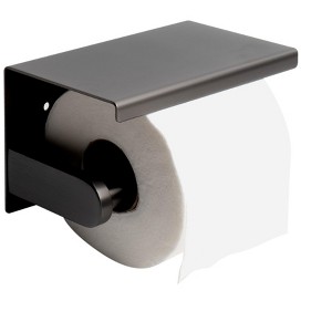 ALFI ABTPP66-BB Brushed Black PVD Stainless Steel Toilet Paper Holder with Shelf - 1 of 4