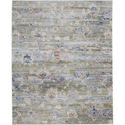Melrose Traditional Floral & Botanical Green/Ivory/Blue Area Rug