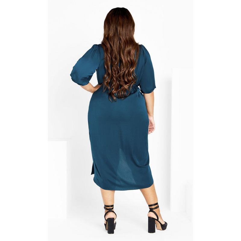 Women's Plus Size Opulent Elbow Sleeve Dress - teal | CITY CHIC, 3 of 7