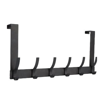 LunaLulinlk Over The Door Hooks, Over The Door Towel Rack with 12 Coat Hooks Door Hanger Hook for Hanging Clothes, Coats, Towels Black