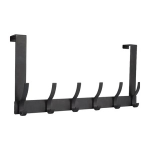 LunaLulinlk Over The Door Hooks, Over The Door Towel Rack with 12 Coat Hooks Door Hanger Hook for Hanging Clothes, Coats, Towels Black - 1 of 4