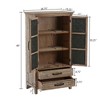 LuxenHome Farmhouse Wood and Metal 2-Drawer 2-Door Storage Cabinet Gray - 3 of 4
