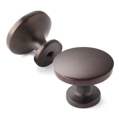 Oil Rubbed Bronze Round Cabinet Knobs with Mounting Hardware, 10-Pack
