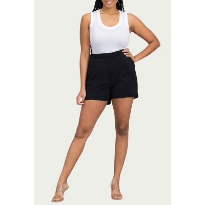 Women's SEAMED SCUBA STRETCH-CREPE SHORTS - BLUE LEOPARD