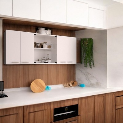 Alilang 12.40 Inch Wall-Mounted Kitchen Cabinet with Multiple Compartments and Adjustable Shelves for Organized Storage-White
