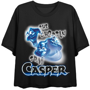 Casper The Friendly Ghost Ghostly Trio Women’s Black Cropped Tee - 1 of 4
