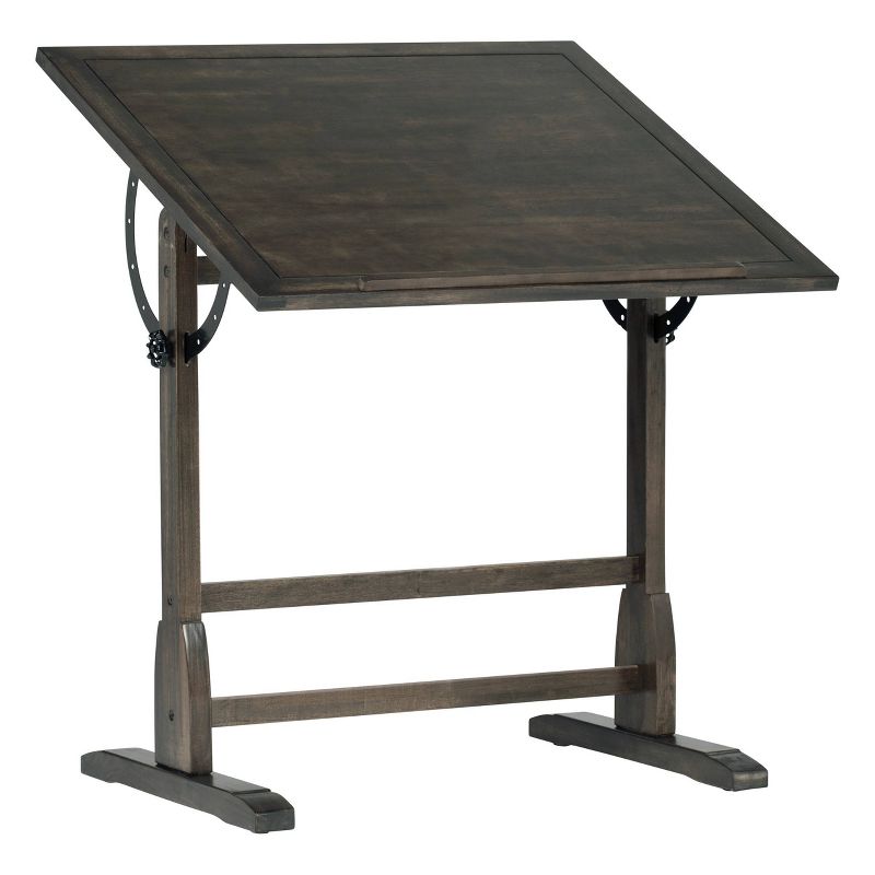 Vintage Solid Wood Drawing/Drafting Table with 36&#34; Wide Adjustable Top Distressed Black - studio designs, 1 of 17