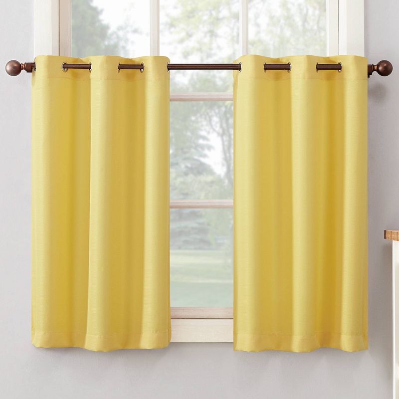 2pc No. 918 Semi-Sheer Montego Casual Textured Grommet Kitchen Curtain Tier Pair, 3 of 11