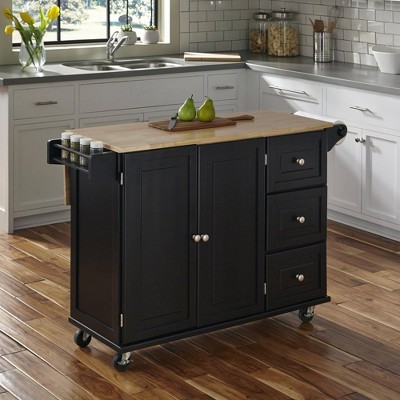 Liberty Kitchen Cart with Stainless Steel Top Black - Home Styles