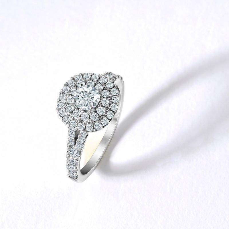 Pompeii3 1 Ct TW Diamond Cushion Halo Engagement Ring in White Gold, 4 of 6