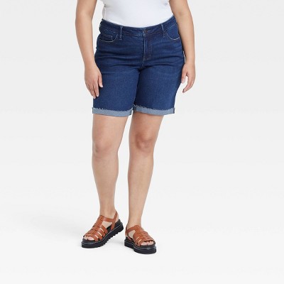 Women's Plus Size High-Rise Jean Shorts - Ava & Viv™ 