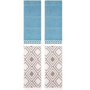 REGALWOVEN 4 Pcs Geometric Absorbent Soft Decorative Bathroom Hand Towels - 1 of 4