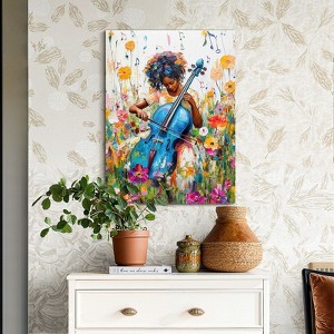 NicBex Girl Playing Violin among Flowers Wall Art for Living Room Modern Wall Art Textured Wall Art - 1 of 4