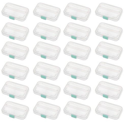 Sterilite Small Divided Box, Stackable Plastic Small Storage Container With  Latch Lid, Organize Pens, Pencils And Small Items, Clear Case, 24-pack :  Target