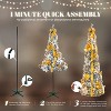 VINGLI 6ft Pre-Lit Pop Up Christmas Tree, 150 Lights, Flocked Pencil Design, Gold & Silver, Collapsible Holiday Decor - 4 of 4