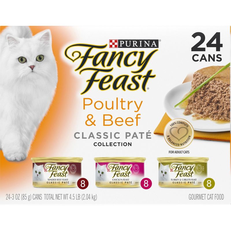Purina Fancy Feast Classic Paté Gourmet Wet Cat Food Poultry Chicken, Turkey & Beef Collection - 3oz, 4 of 9