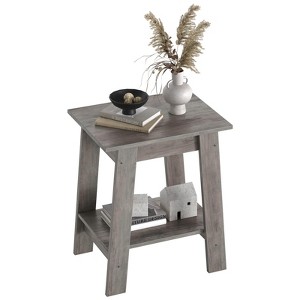 End Table, Narrow Side Table with 2 Tier Storage Shelf, Small Space Side Table for Farmhouse Bedroom, Studio Apartment, Entryway - 1 of 4