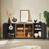 64 Inch Modern TV Stand, Wooden Entertainment Center with Storage, TV Console Table, Sideboard Buffet Cabinet for Living Room, Black Glass Door - 2 of 4