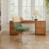 Art Leon Linen Fabric Swivel Armless Home Office Chair with Solid Oak Wood Legs - 3 of 4