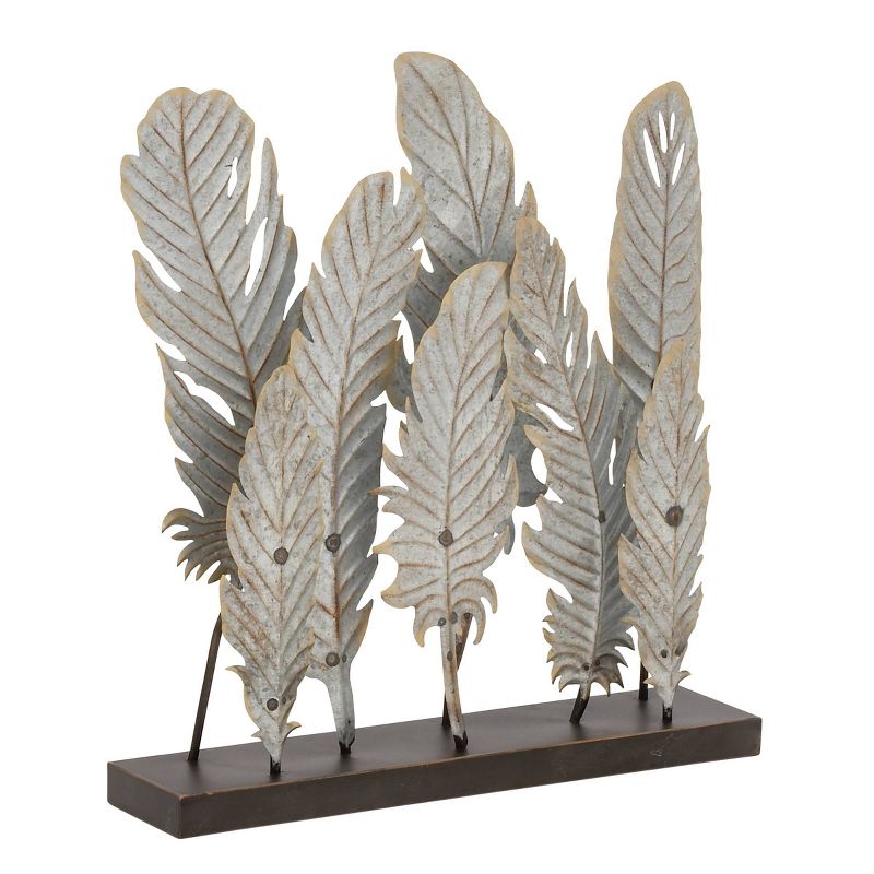 Natural Reflections Rustic Iron Feather Table Sculpture (20"x21") - Olivia & May, 5 of 7
