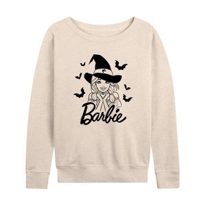 Women's - Barbie - Witch Barbie Lightweight French Terry Wide Neck Long Sleeve Shirt - 1 of 4