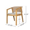 Coolbibila Modern Teak Wooden Fabric Upholstered Dining Chair Set of 2,Indoor Rope Back Kitchen Dining Room Chair,Cushion Outdoor Dining Chair - 3 of 4