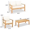 Costway 8PCS Patio Furniture Set Acacia Wood Thick Cushion Loveseat Sofa Off White\Turquoise\Grey - 4 of 4