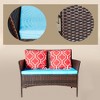 DOMETOUR Four-Piece Sofa Set Table With Sofa Chair PE Rattan Outdoor Furniture HY4-001 Box *1 With Sapphire Blue Color Cushion - 3 of 4
