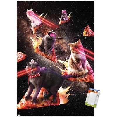 Trends International James Booker - Galaxy Laser Cats on Pizza Unframed Wall Poster Prints