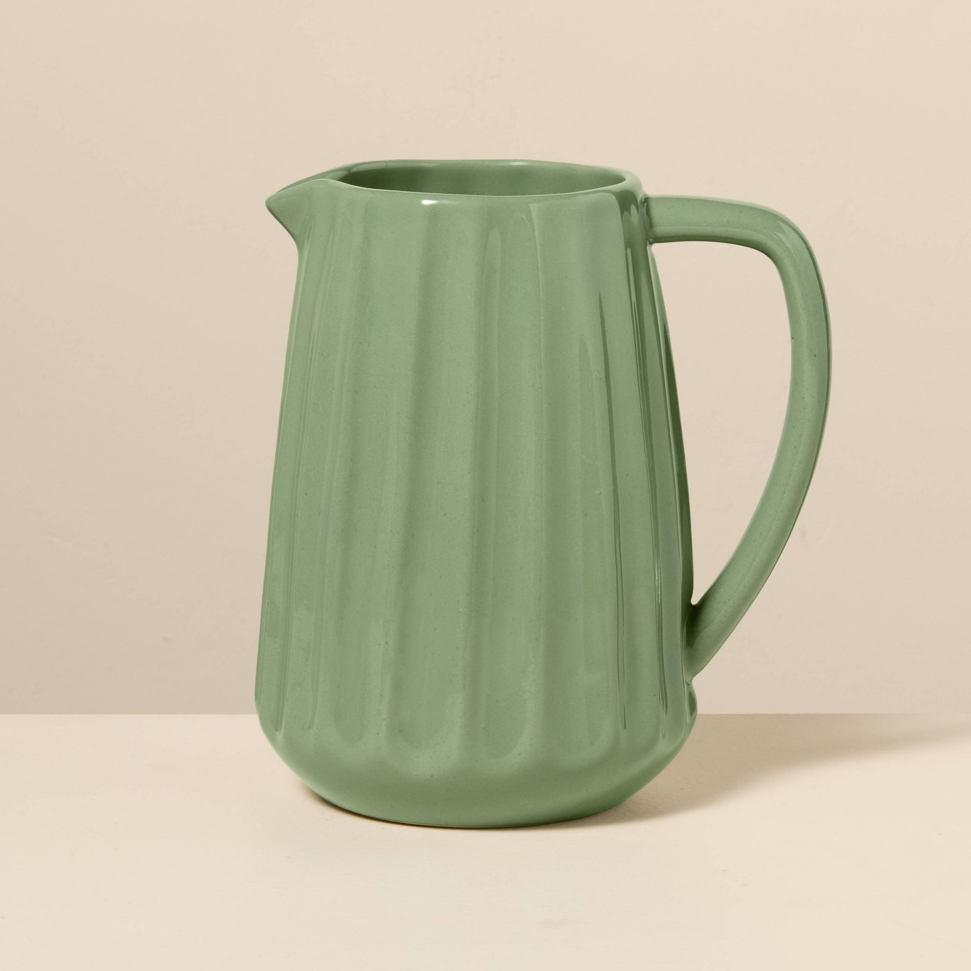 65 fl oz Stoneware Beverage Pitcher Green - Hearth & Hand™ with Magnolia