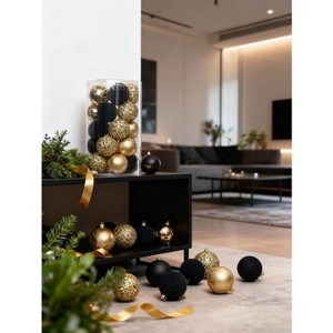 25PCS 6cm Christmas Balls - Gold Christmas Balls, Flocked Christmas Balls, Shaped Flocked Balls, Glitter Christmas Balls, Painted Christmas Balls - 1 of 4