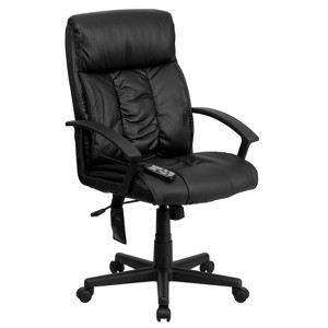 Emma and Oliver High Back Ergonomic Massage Black LeatherSoft Ripple Office Chair, Remote Pocket - 1 of 4