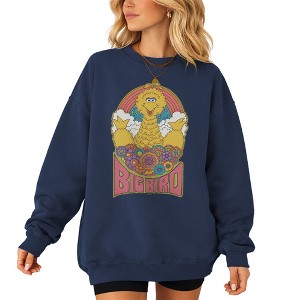 Men's Sesame Street Psychedelic Big Bird Crewneck Sweatshirt, Navy