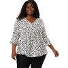 Agnes Orinda Women's Plus Size Fashion V Neck 3/4 Flounce Sleeve