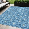 Denim Blue And Ivory Floral Medallion Washable Indoor Outdoor Area Rug - 2 of 4