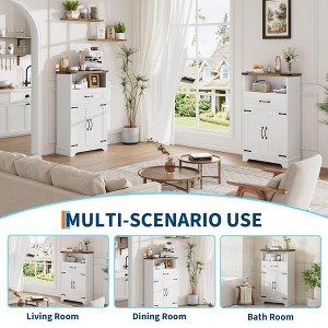 Jojoka Farmhouse Black Storage Cabinet with Doors and Drawers, Freestanding Bathroom Cabinet for Kitchen - 1 of 4