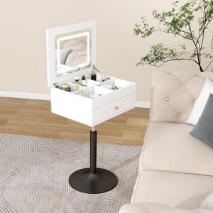 ELECWISH Vanity Tables, Rotating 3 in 1 Flip Top Adjustable Small Makeup Vanity Desk with Mirror and Lights for Bedroom - 1 of 4