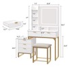 Jojoka Vanity Desk with LED Mirror, Makeup Table with 3 Lighting Modes, 5 Drawers, Movable Side Cabinet & Stool - 2 of 4