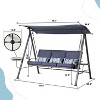 Kelly 3-seater Steel Frame Patio Swing Stand with Canopy, 2 Side Tables and Cushions, Outdoor Furniture - Maison Boucle - 3 of 4