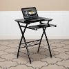 Emma and Oliver Black Tempered Glass Computer Desk with Pull-Out Keyboard Tray - 2 of 4