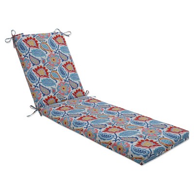 80" x 23" Outdoor/Indoor Chaise Lounge Cushion Moroccan Flowers Slate Blue - Pillow Perfect