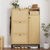 Rattan Shoe Cabinet with 3 Flip Drawers, Freestanding 4-Tier Shoe Storage Organizer with Adjustable Shelves - 3 of 4